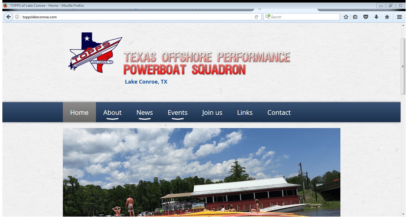 Screenshot of the Texas Offshore Performance Powerboat Squadron website