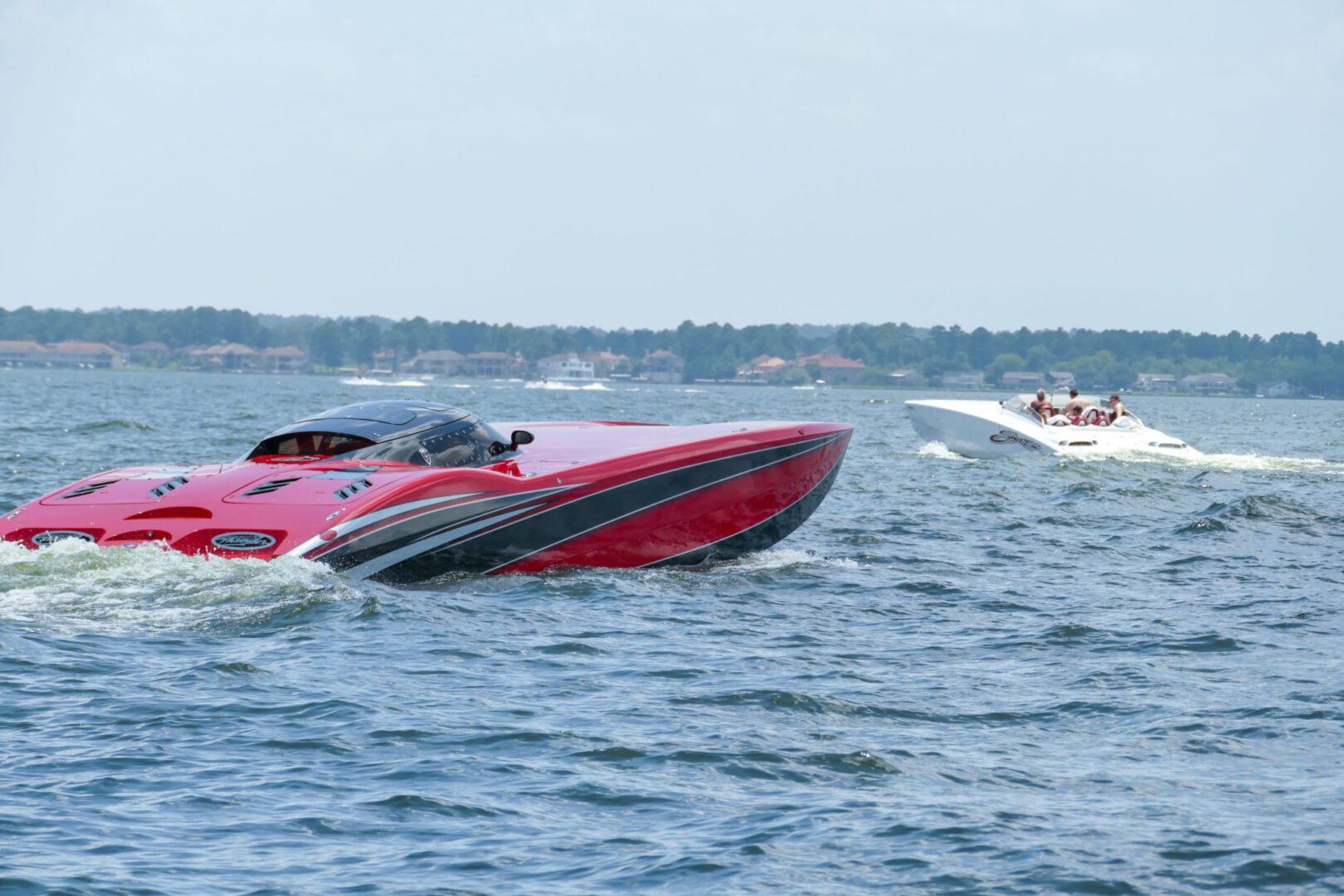 Two speed boats on the ocean